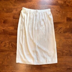 J. Crew Collection Pull-on Midi Skirt Allover Sequins New With Tags White Large